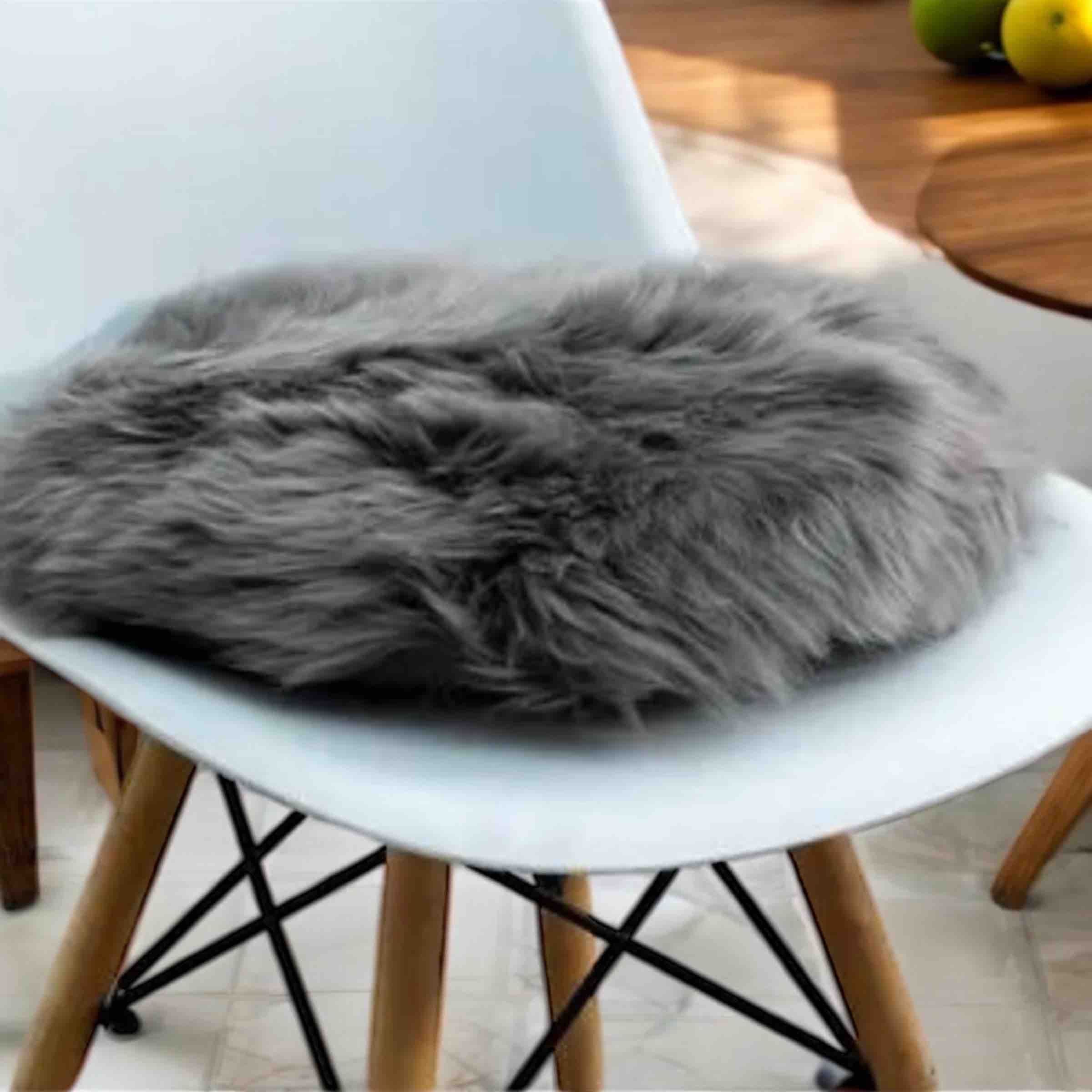 Round Genuine Sheepskin Chair Pad