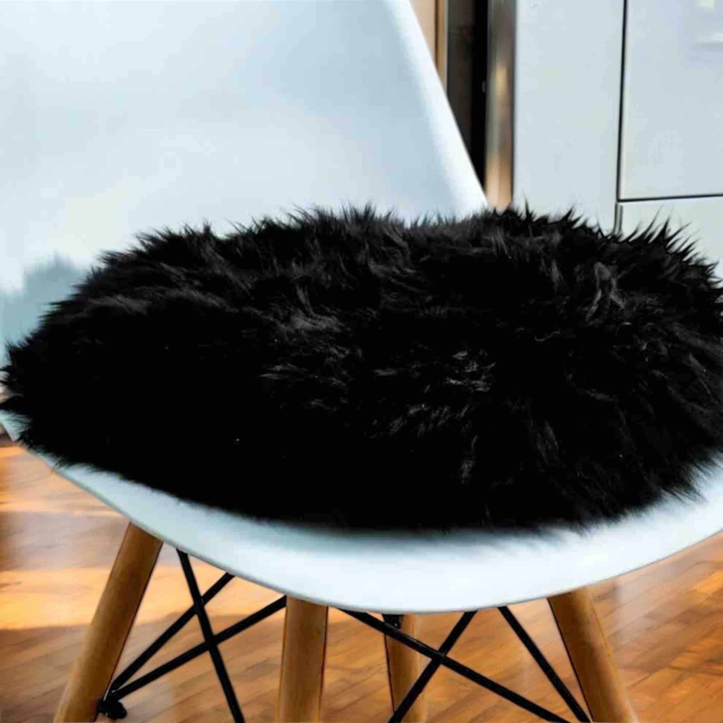 Round Genuine Sheepskin Chair Pad