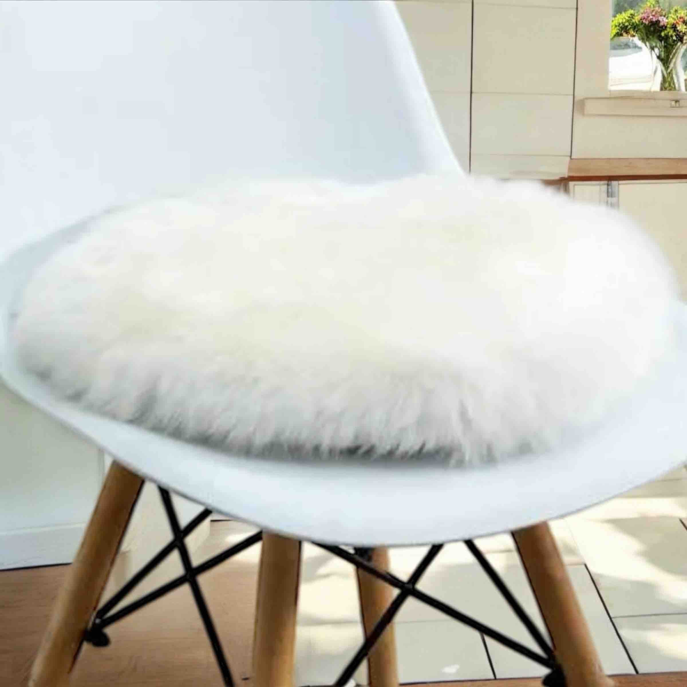 Round Genuine Sheepskin Chair Pad