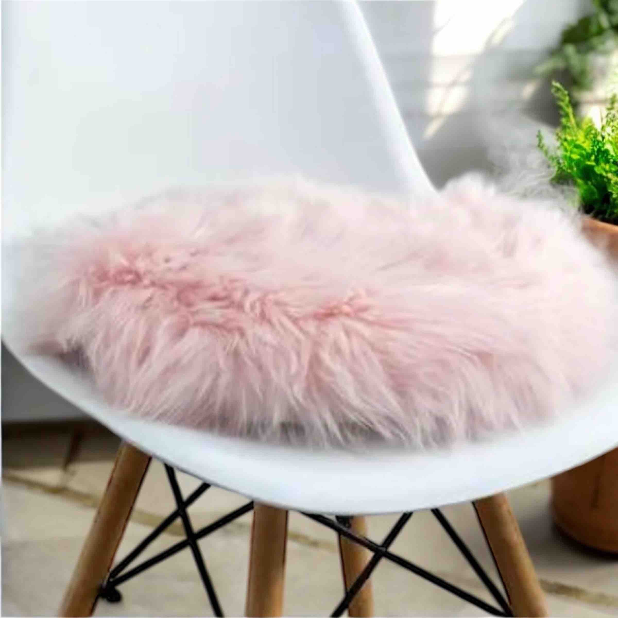 Round Genuine Sheepskin Chair Pad