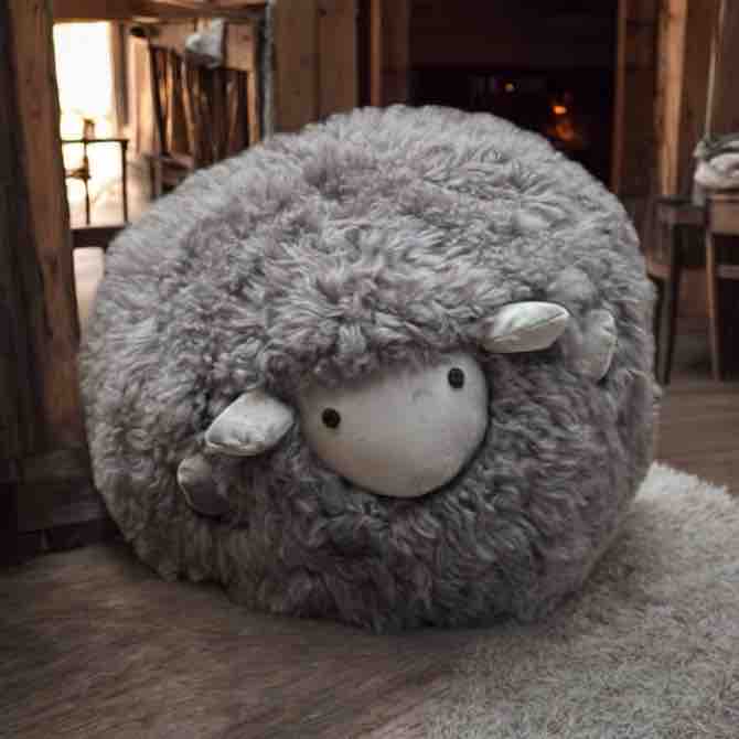 Shearling Sheepskin Lamb Stool  