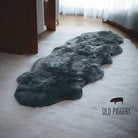 double dark grey sheepskin rug