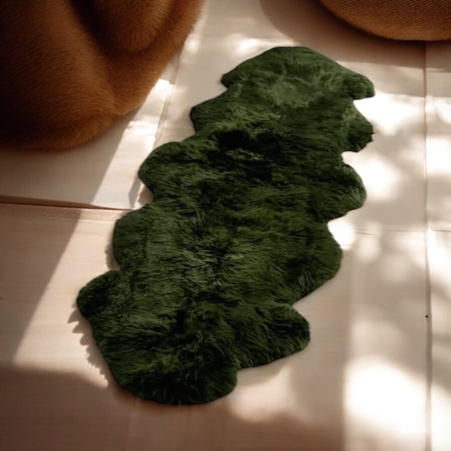 Olive double sheepskin rug