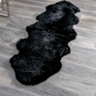 Double Sheepskin Rugs 180 x 65 cm Genuine Wool Rug Black