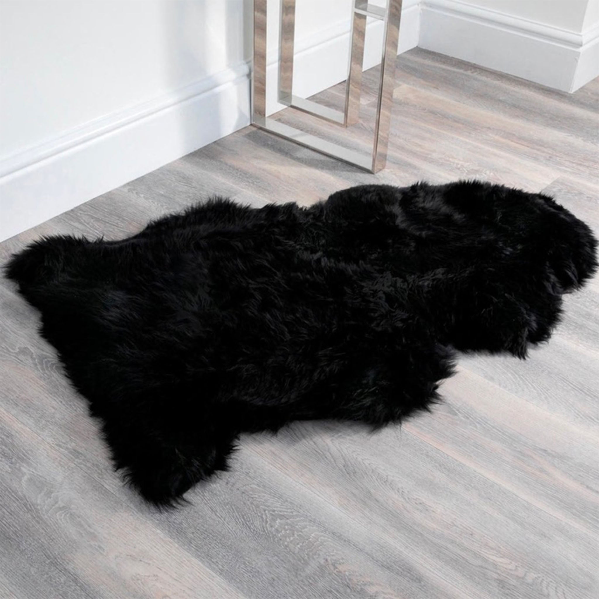 Extra Large Sheepskin Rugs Deep Pile Long Wool 100cm Plus Black